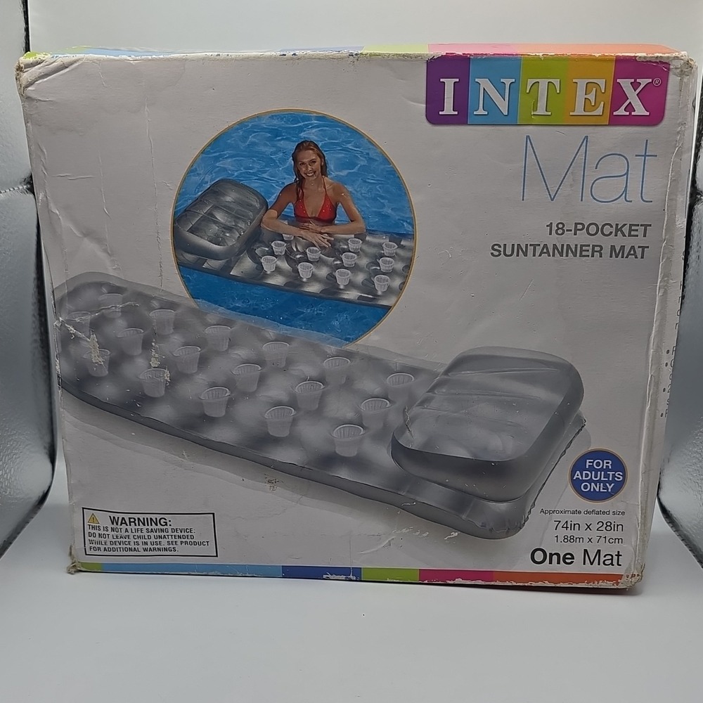 Intex 18-Pocket Suntanner Mat Inflatable Swimming Float 74in x 28in